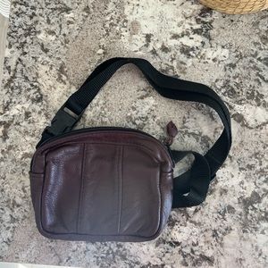 Brown leather belt bag/ cross body bag